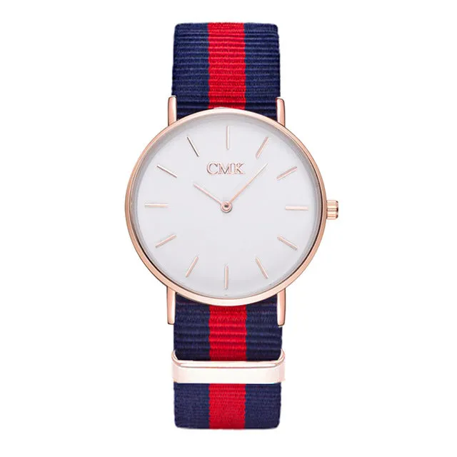 2017 Brand Clock Woven strap sports watches Metal button women's watch Casual Couple Various styles 18 color Quartz Wristwatches