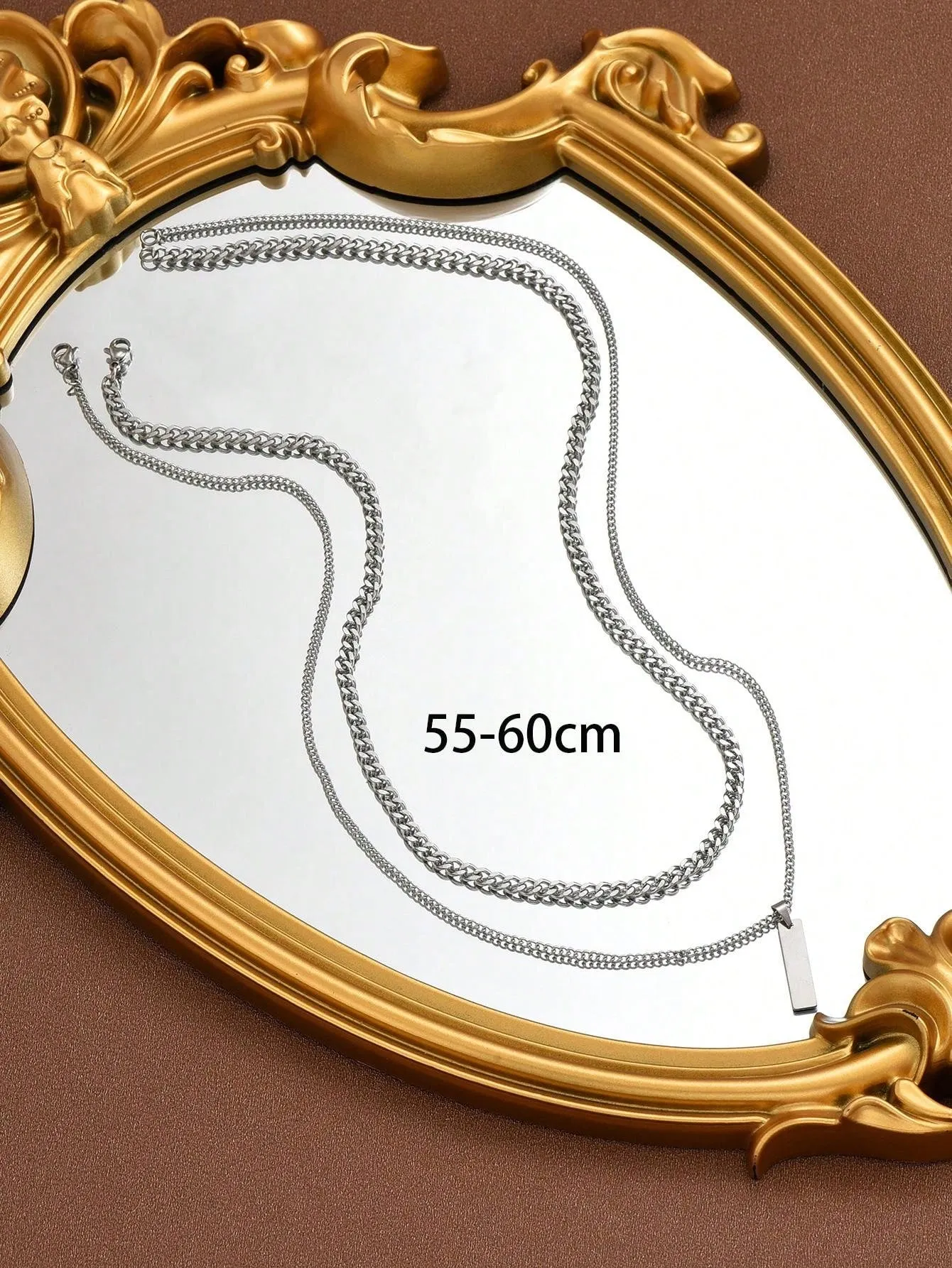 2pcs Fashionable Simple Stainless Steel Men's Chain Necklace