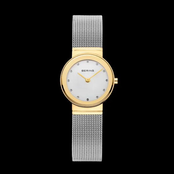 Bering Watch Classic Polished Gold Case with Stainless Steel Milanese Strap  10126-001