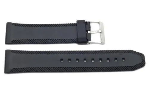 Black Rubber Cut Edges Texture 22mm Watch Strap