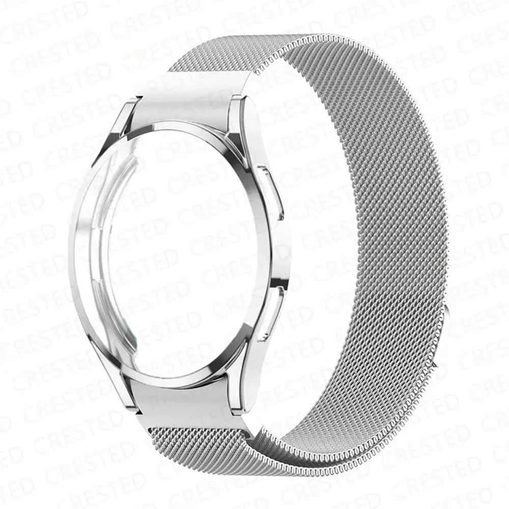 Case Strap for Samsung Galaxy Watch 4 Classic 46Mm 42Mm No Gaps Magnetic End Metal Belt Bracelet Galaxy Watch 4 40Mm 44Mm Band-Silver