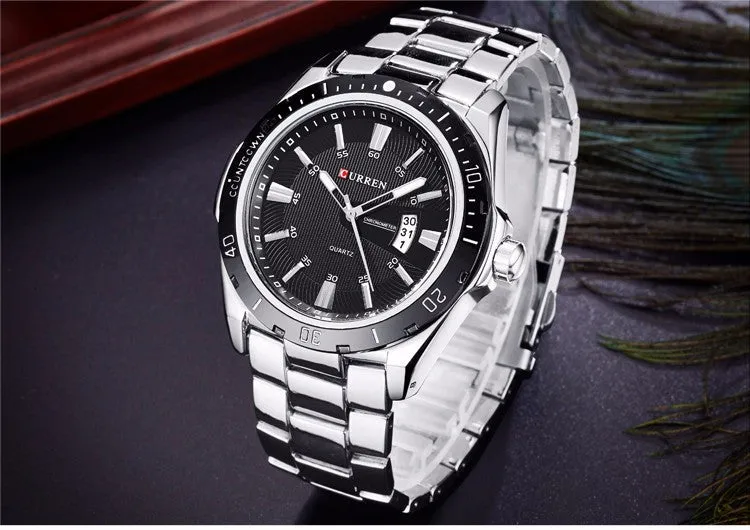 CURREN Luxury Brand Full Stainless Steel Analog Fashion Men's Quartz Watch Business Montre Watch Men Watches Relogio Masculino