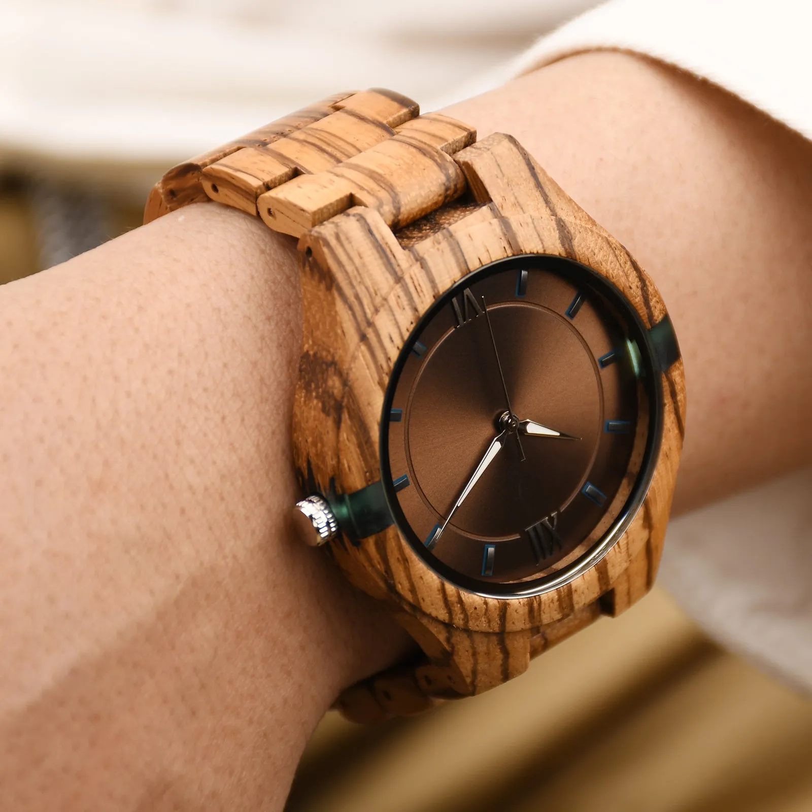 Davis - Resin Decorations Zebrawood Minimal Watch