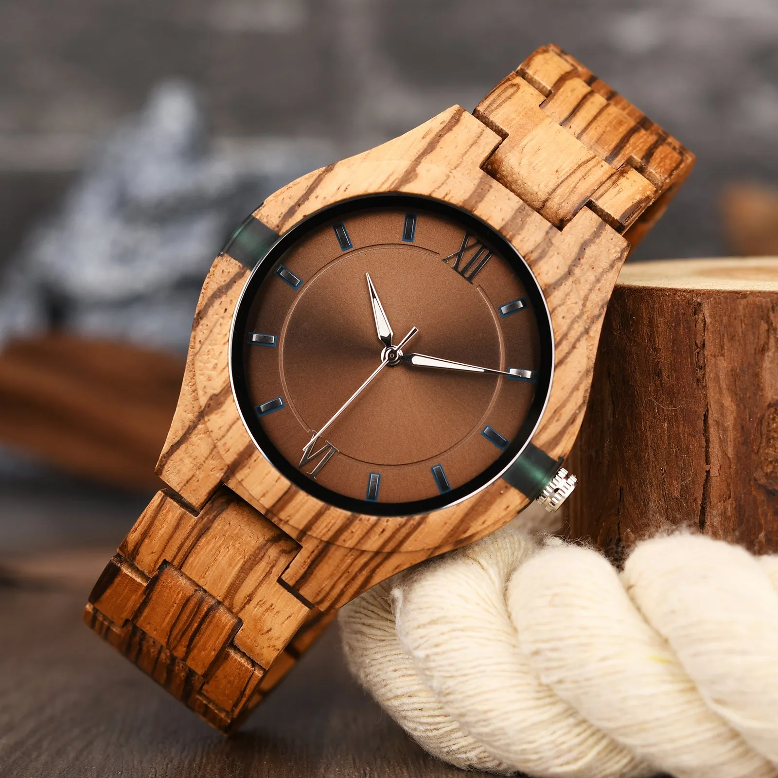 Davis - Resin Decorations Zebrawood Minimal Watch