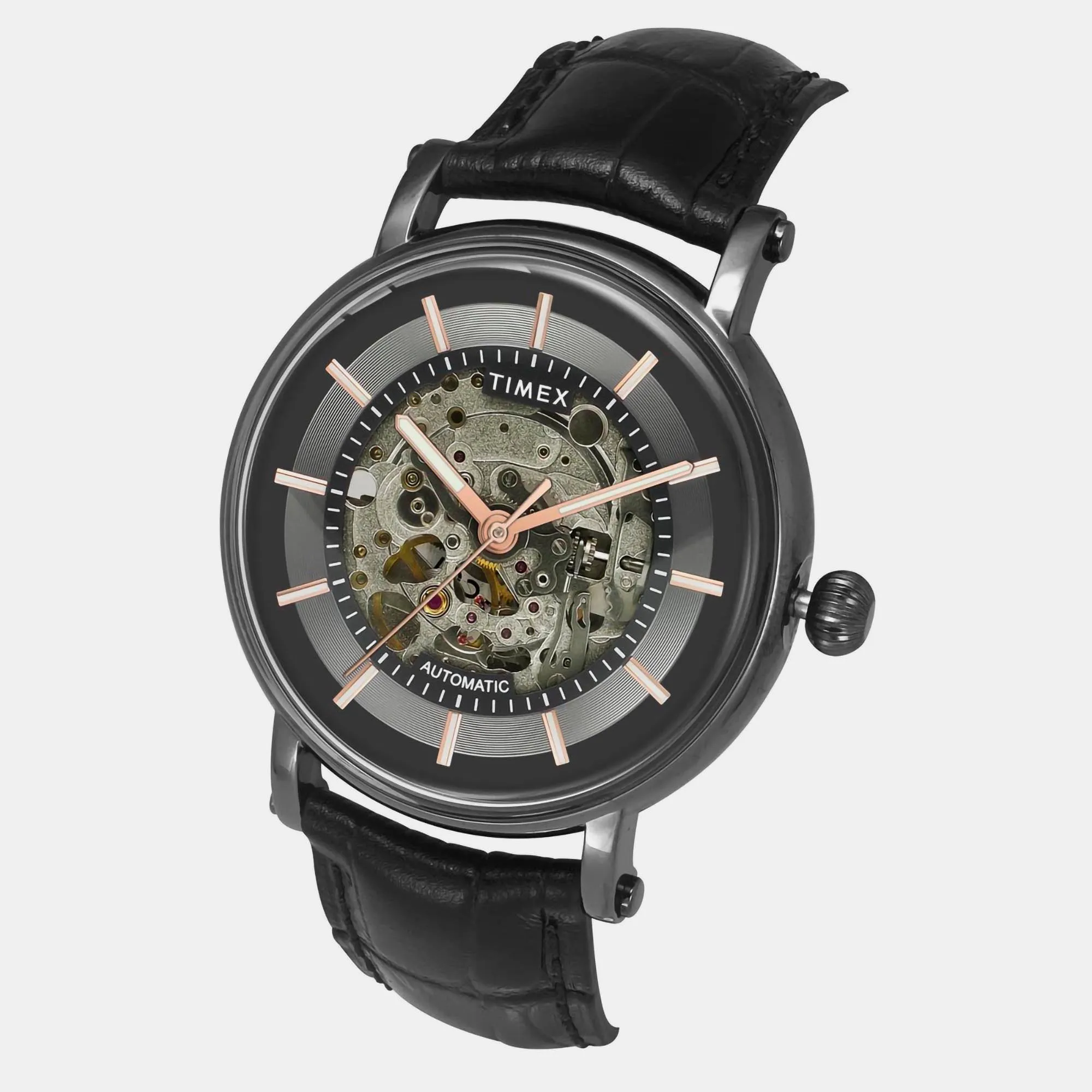 E Class Men's Black Analog Leather Automatic Watch TWEG16720