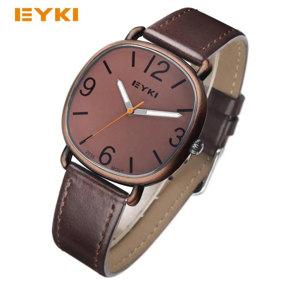 EYKI Men's Antique Watches Luxury Popular Brand Leather Strap Casual Quartz Wrist Watches