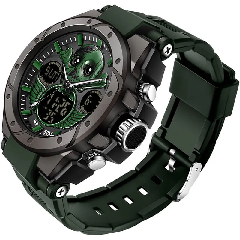 Findtime Skull Digital Watch for Men Unique Military Watches LED Backlight Waterproof Sport Outdoor