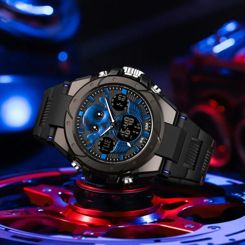 Findtime Skull Digital Watch for Men Unique Military Watches LED Backlight Waterproof Sport Outdoor