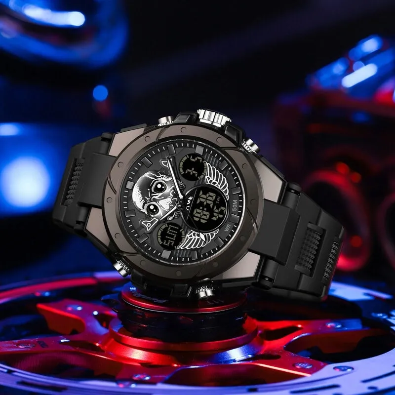 Findtime Skull Digital Watch for Men Unique Military Watches LED Backlight Waterproof Sport Outdoor