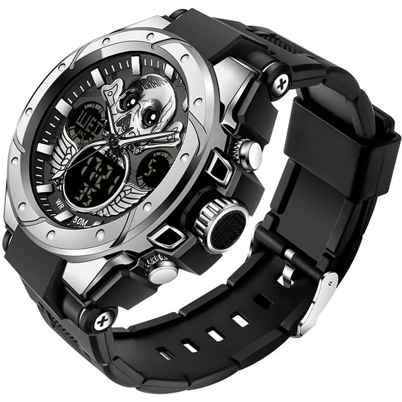 Findtime Skull Digital Watch for Men Unique Military Watches LED Backlight Waterproof Sport Outdoor