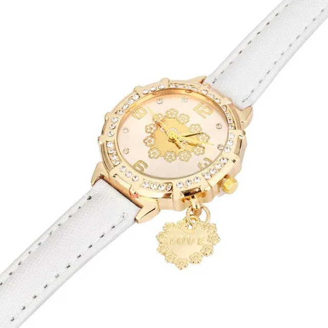 GENVIVIA Simple Rhinestone Pendant Wristwatch