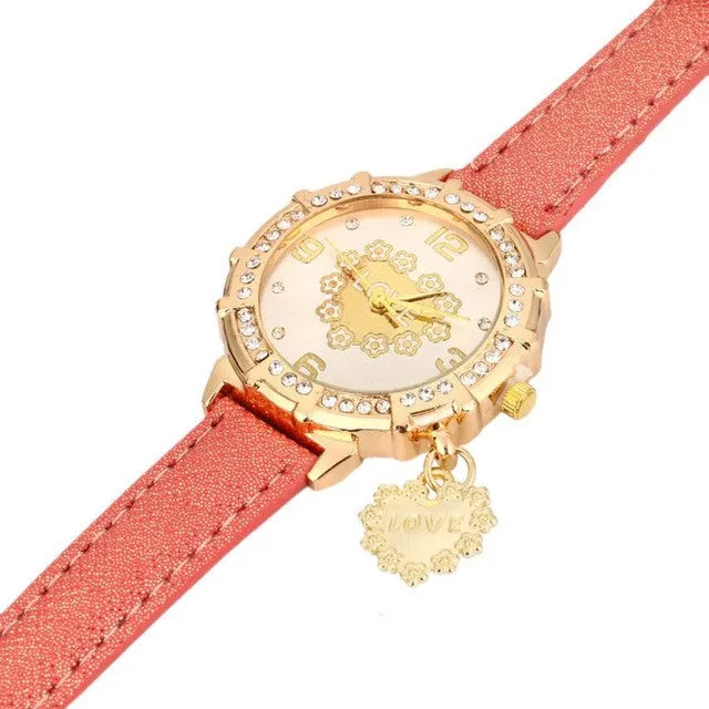 GENVIVIA Simple Rhinestone Pendant Wristwatch