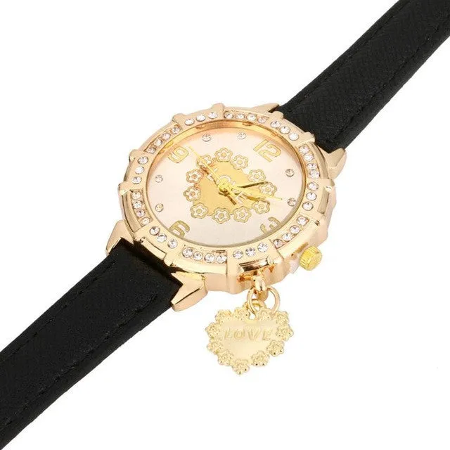 GENVIVIA Simple Rhinestone Pendant Wristwatch