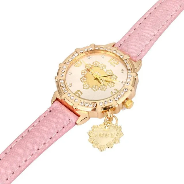 GENVIVIA Simple Rhinestone Pendant Wristwatch