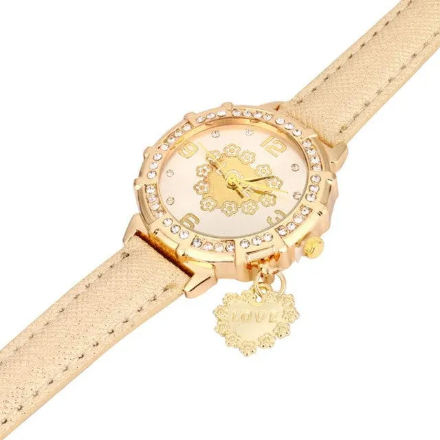 GENVIVIA Simple Rhinestone Pendant Wristwatch