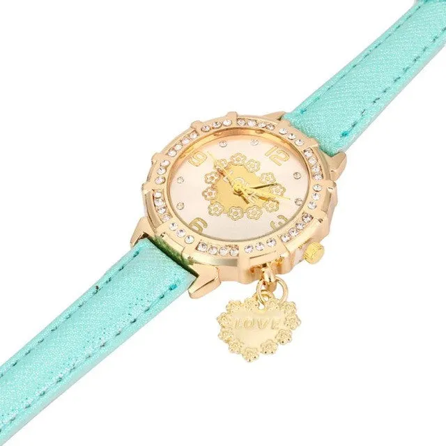 GENVIVIA Simple Rhinestone Pendant Wristwatch