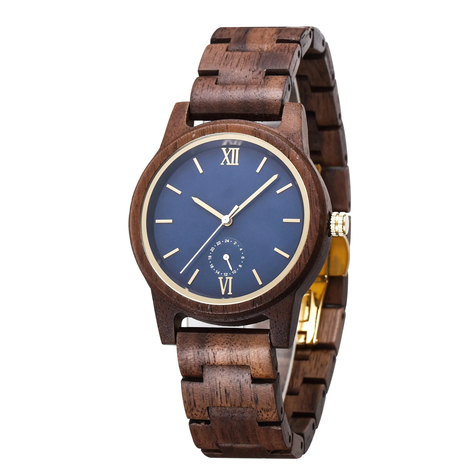 Goblins - Blue Face Walnut Minimal Watch