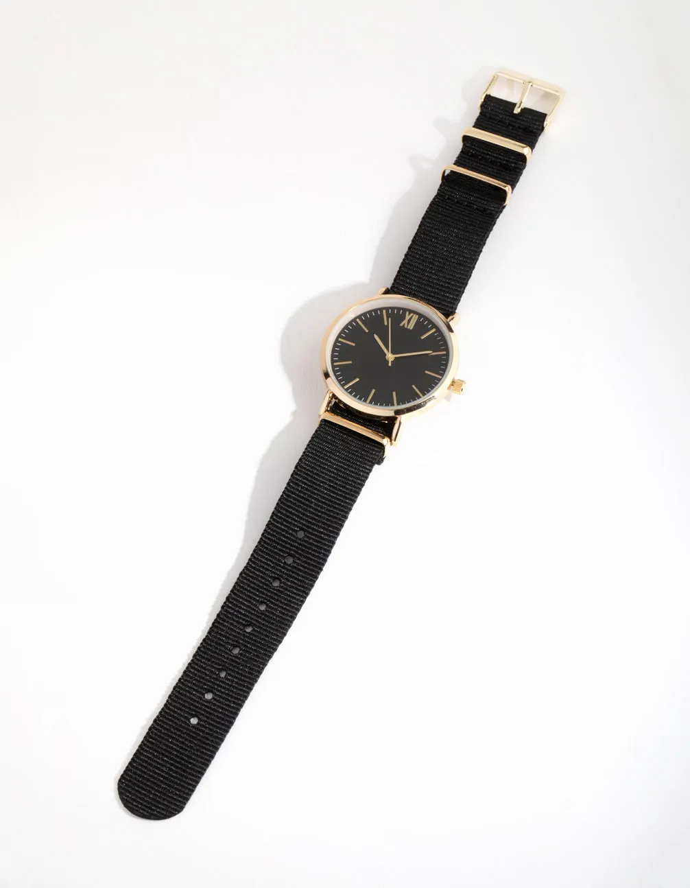 Gold Simple Fabric Strap Watch