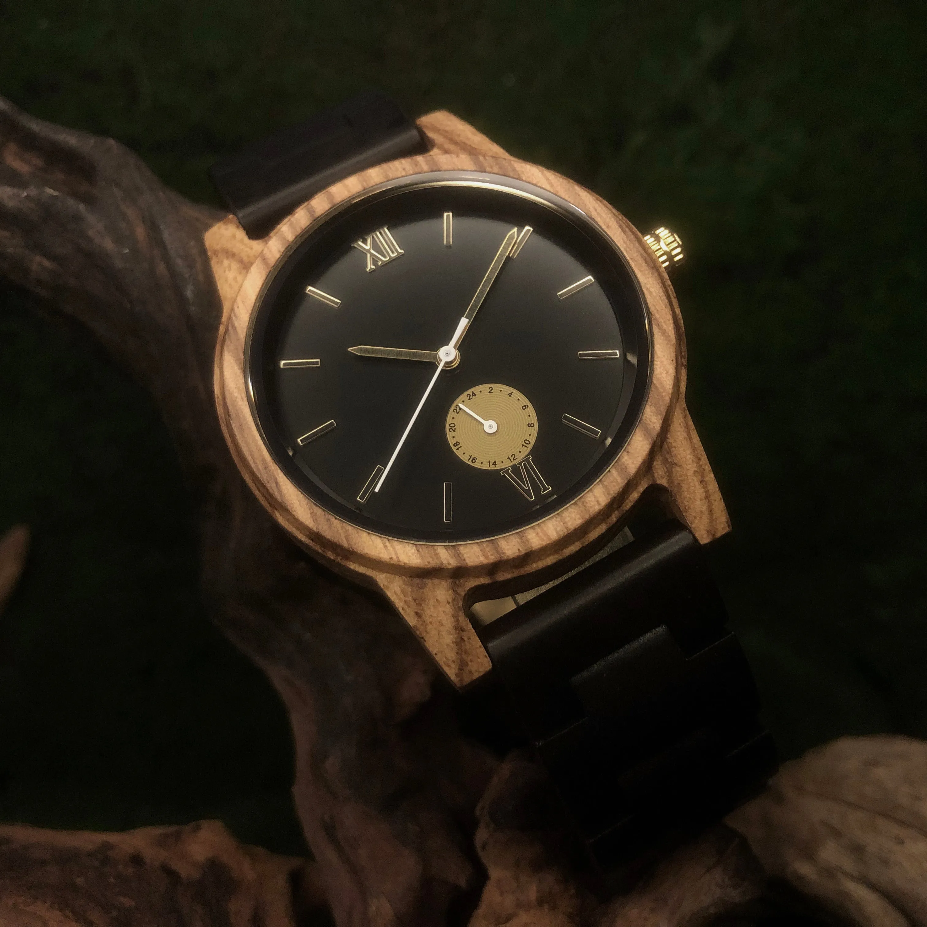 Golems - Ebony & Zebrawood Minimal Watch