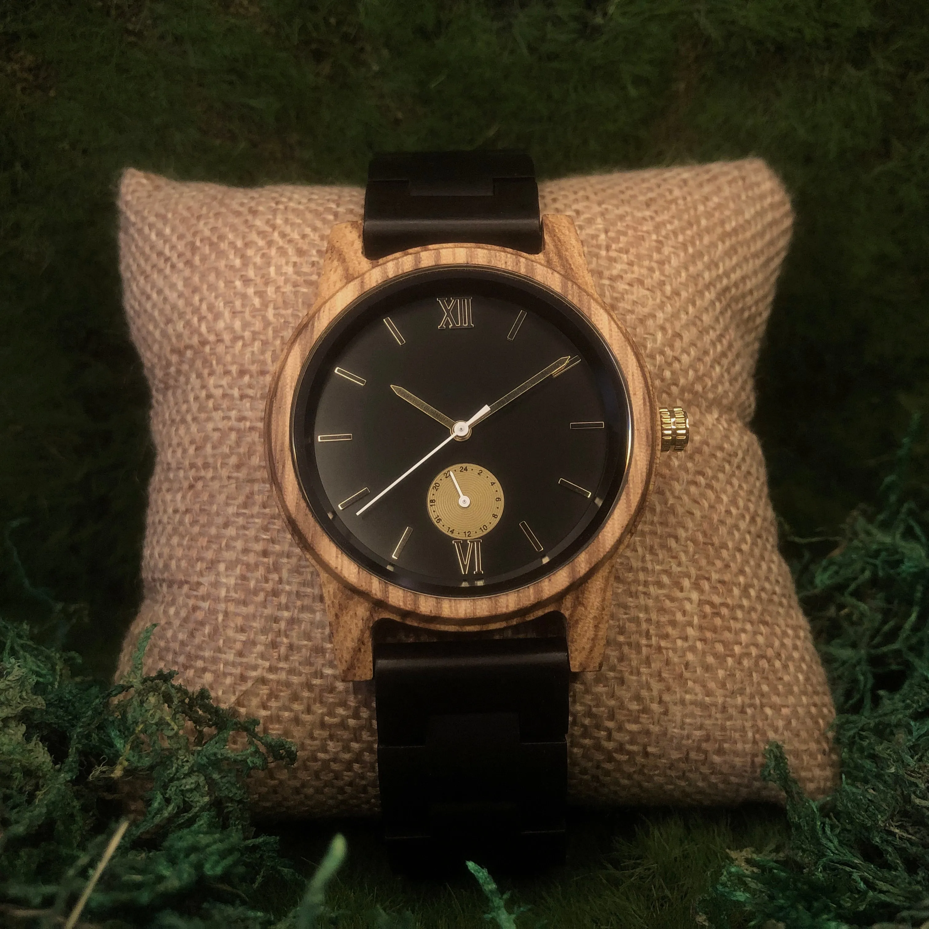 Golems - Ebony & Zebrawood Minimal Watch