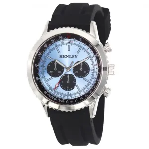 Henley Mens Multi Eye Blue Dial With Sports Large Black Silicone Strap