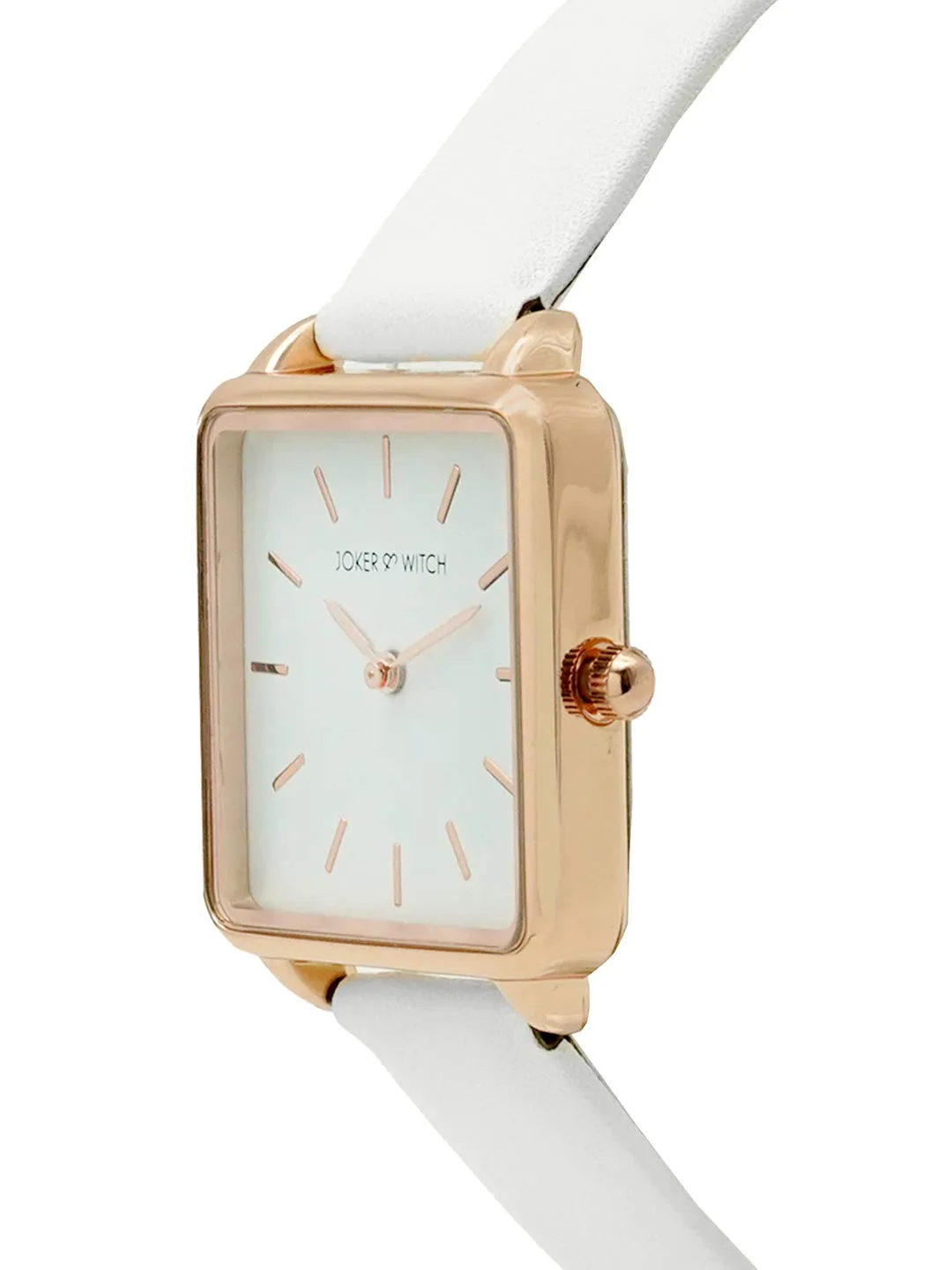 Joker & Witch Emily Square Dial Rosegold All White Watch for Women