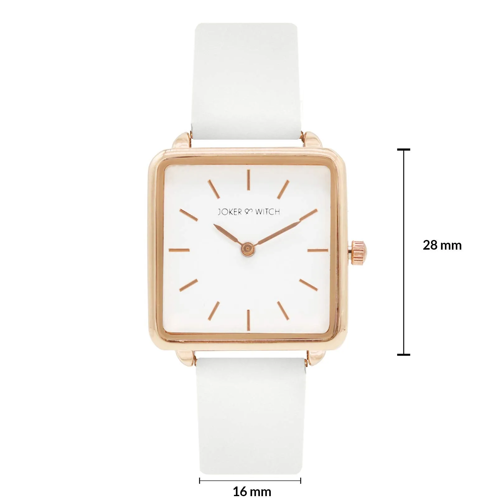 Joker & Witch Emily Square Dial Rosegold All White Watch for Women