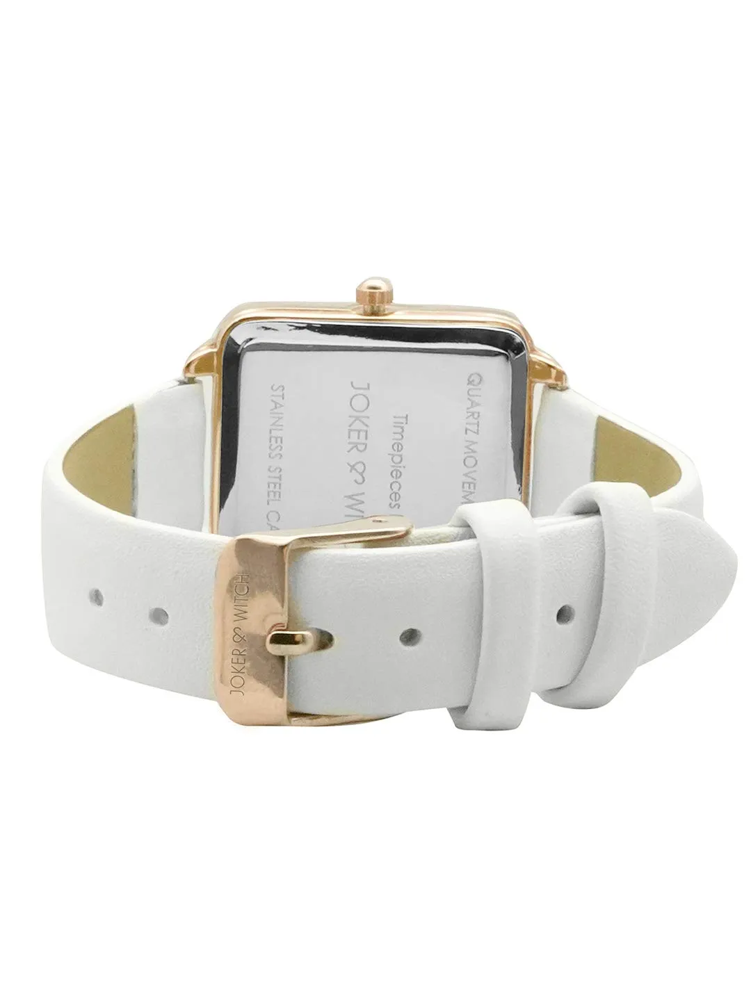 Joker & Witch Emily Square Dial Rosegold All White Watch for Women