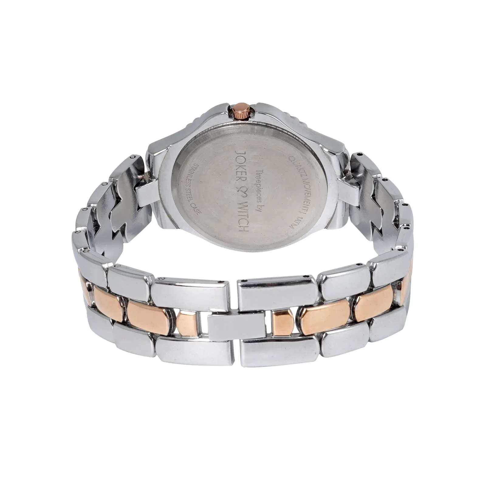 Joker & Witch Erica White Dial Rose Gold Silver Stainless Steel Analogue Watch for Women