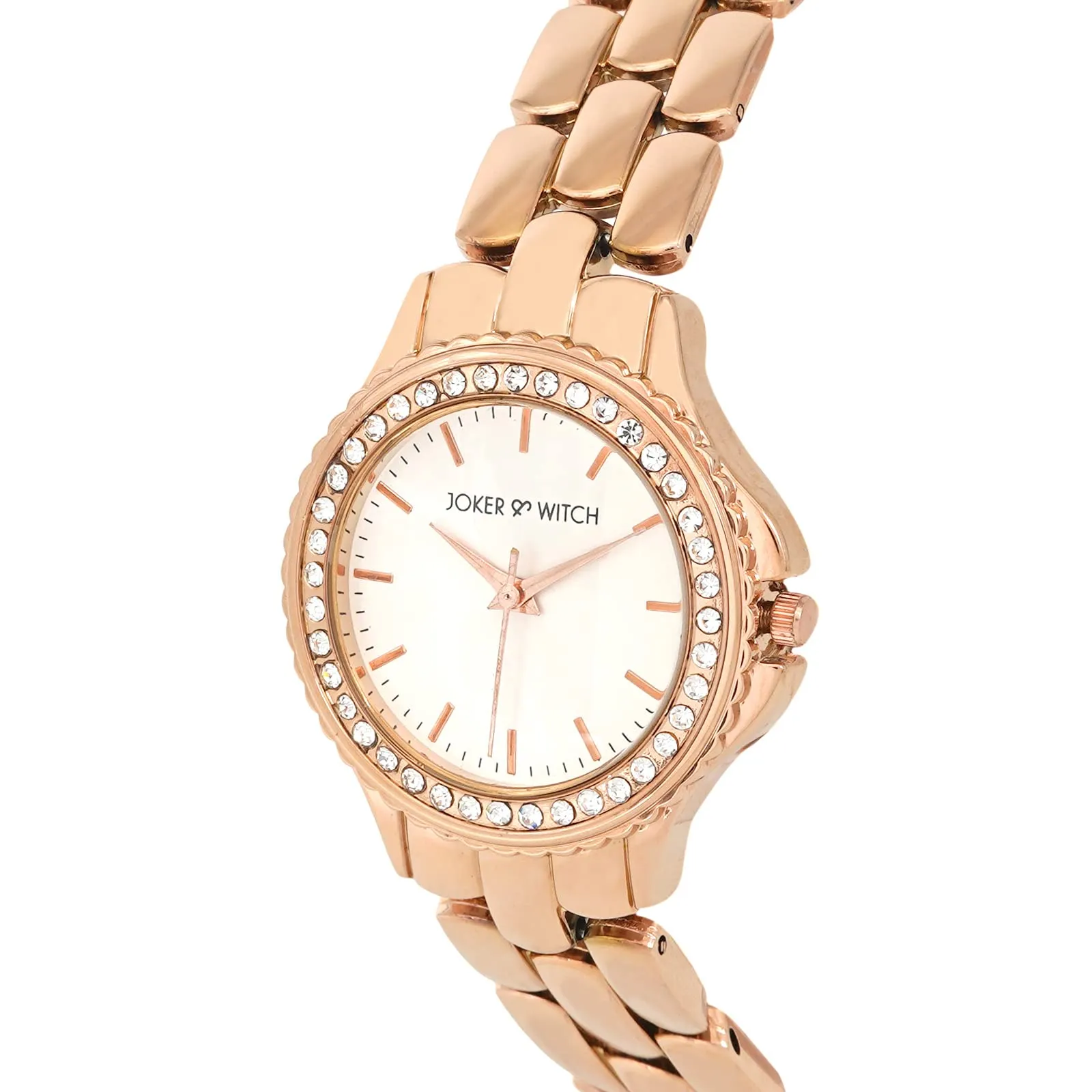 Joker & Witch Erica White Dial Rose Gold Stainless Steel Analogue Watch for Women