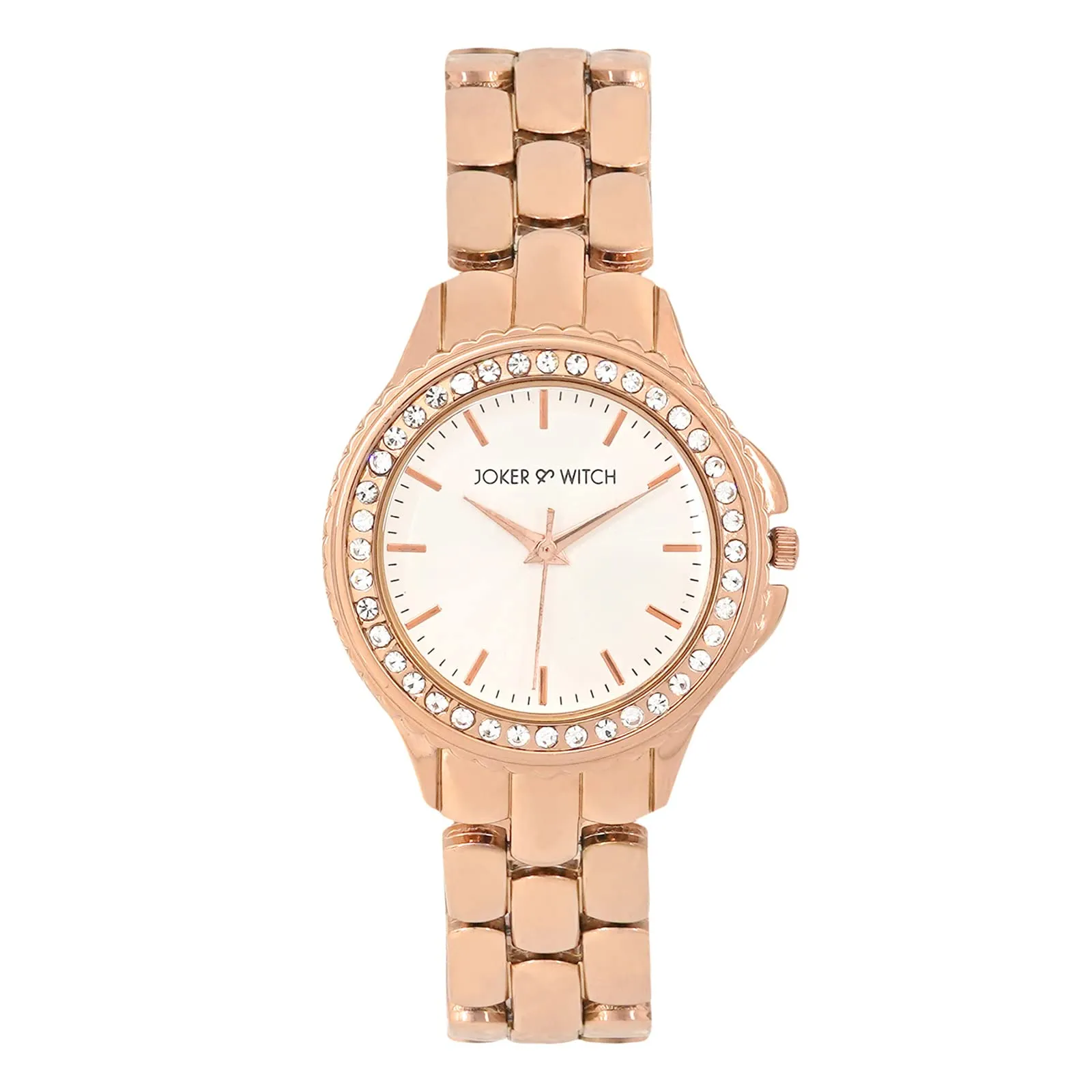 Joker & Witch Erica White Dial Rose Gold Stainless Steel Analogue Watch for Women