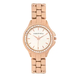 Joker & Witch Erica White Dial Rose Gold Stainless Steel Analogue Watch for Women