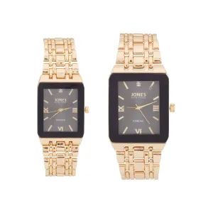 Jones New York Unisex Black/Gold His & Hers Watch Set