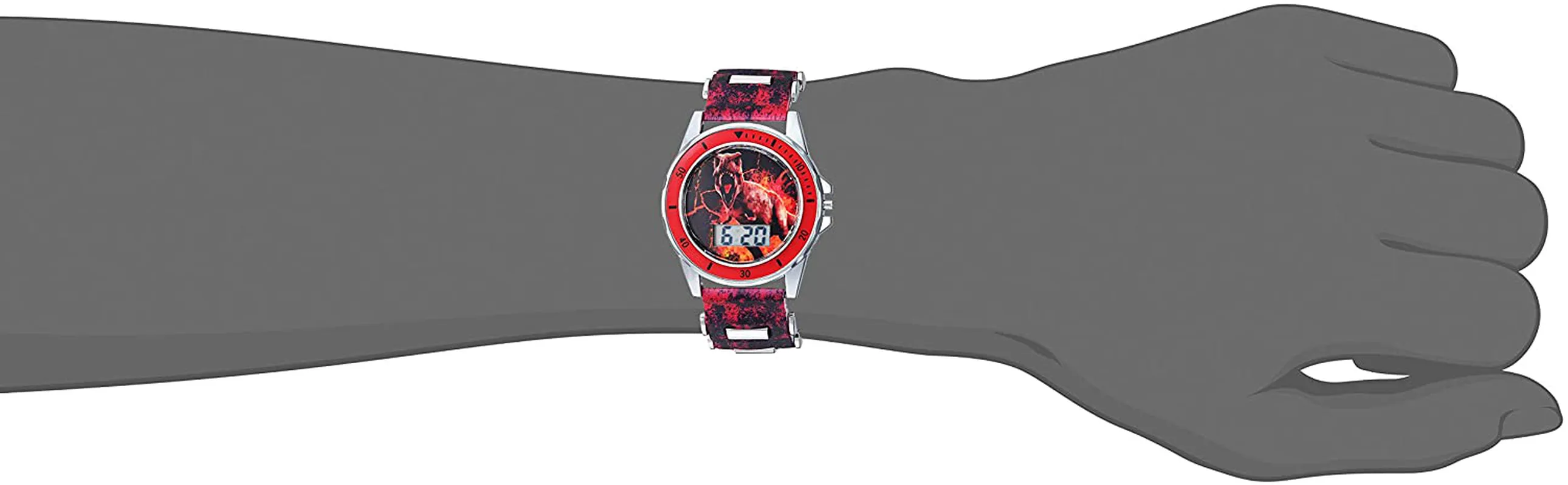 Jurassic Park Quartz Watch with Plastic Strap, Black, 20.7 (Model: JRW4026)