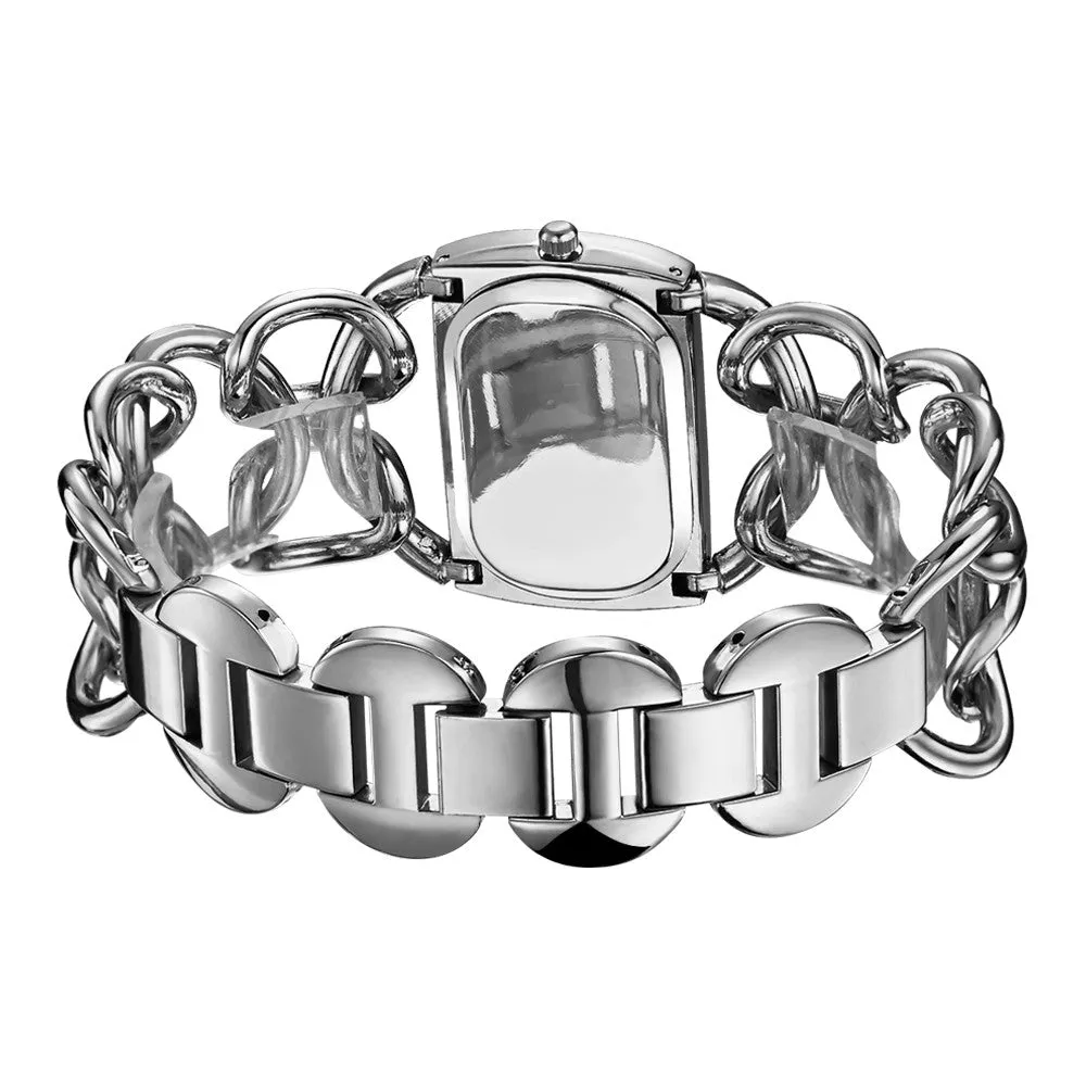 Luxury Brand Ladies Watches Original Quartz Movement Durable Silver Alloy Chain Shape Wristband Unique Rectangle Watch For Women