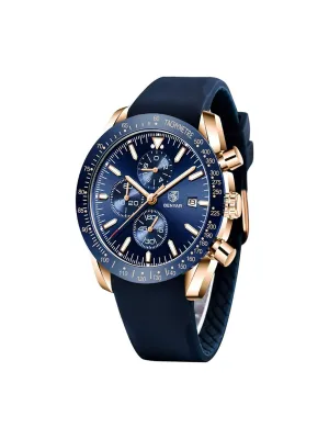 Luxury Silicone Strap Sport Quartz Chronograph Men'S Watch