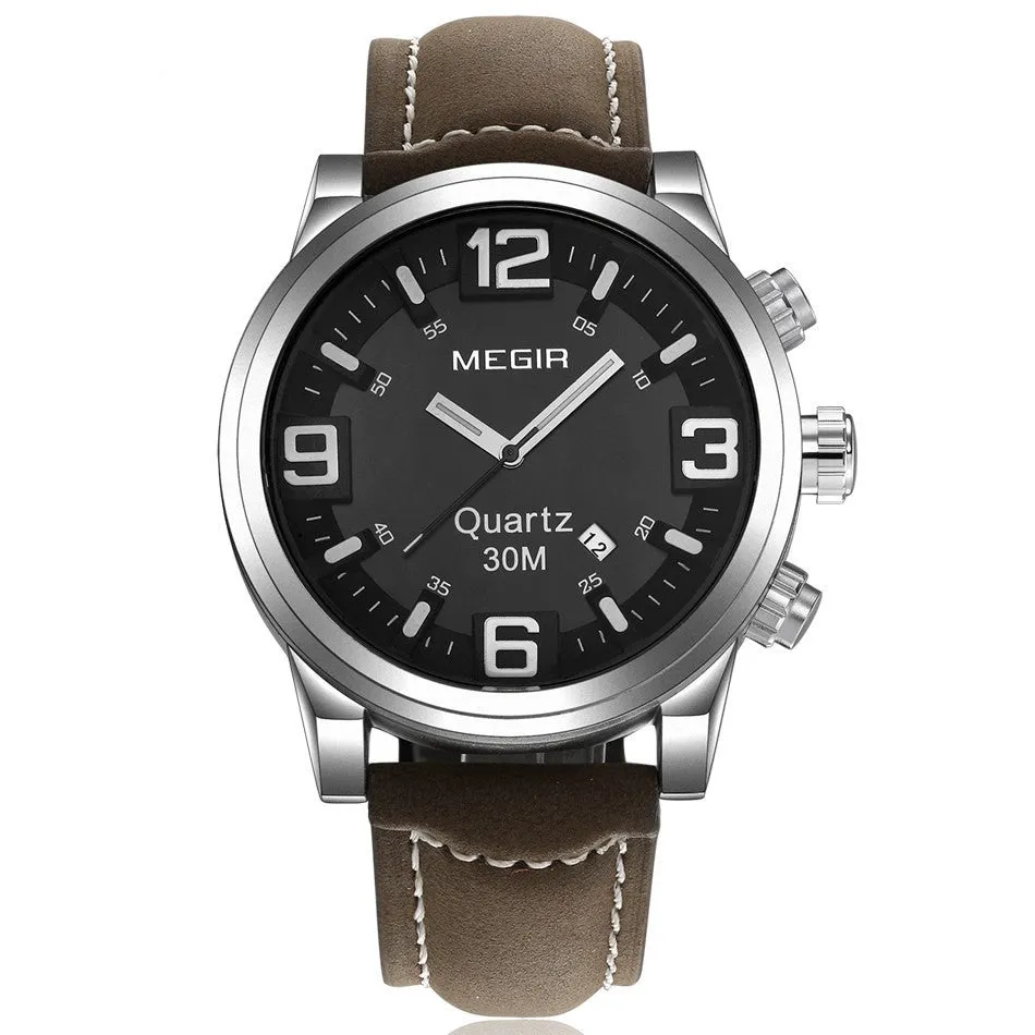 MEGIR Large Dial Casual Watch Men Luxury Brand Quartz Military Sport Watch Digital Men's Wristwatches