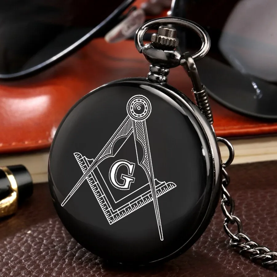 Modern Black Masonic Pocket Watch