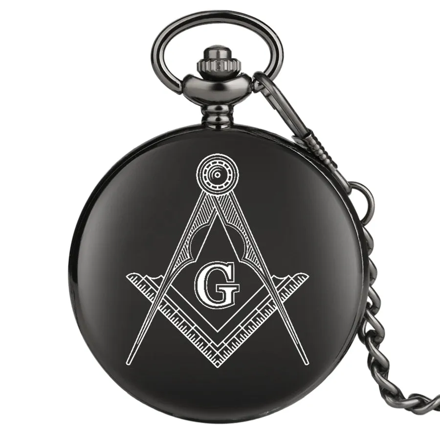 Modern Black Masonic Pocket Watch