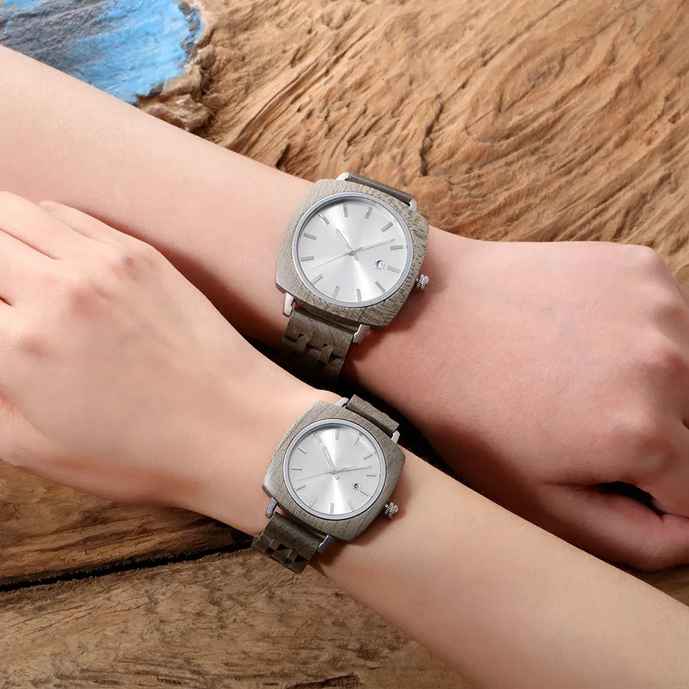 Multnomah - Gray Maple Minimal Couple Watches