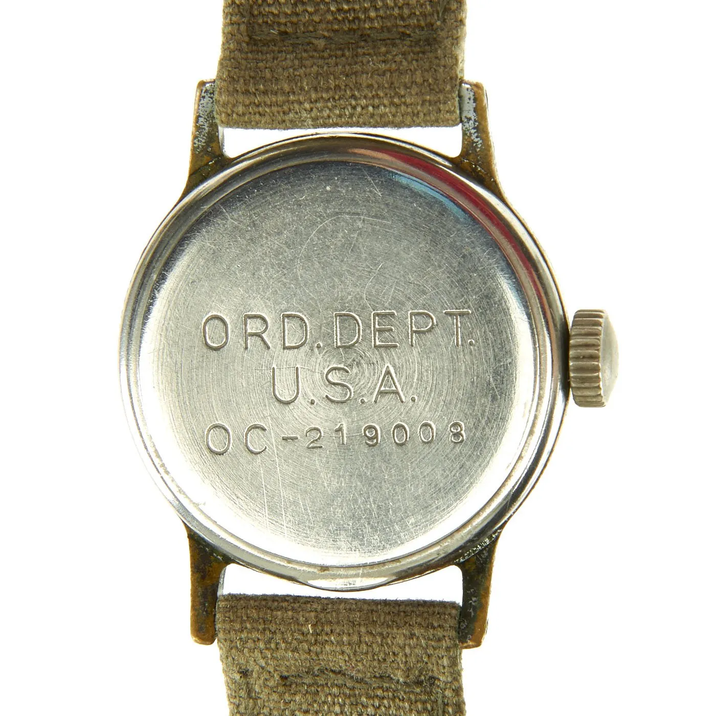 Original U.S. WWII 1942 Army 9-Jewel Wrist Watch by Waltham with Canvas Band - Fully Functional