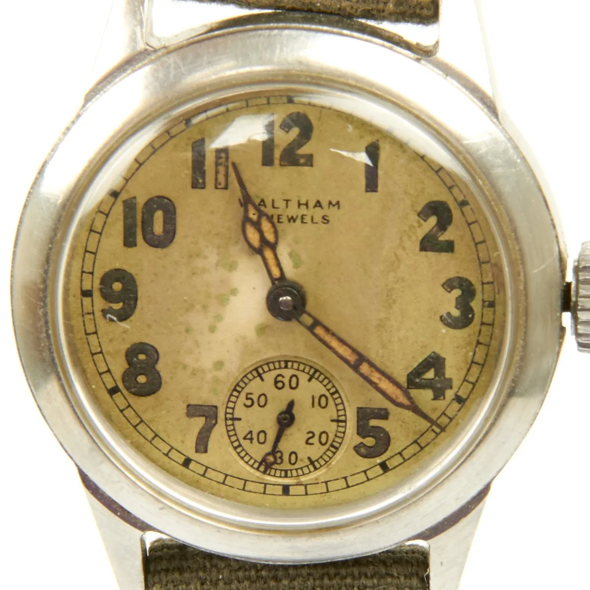 Original U.S. WWII Late War Army 17-Jewel Wrist Watch by Waltham - Fully Functional