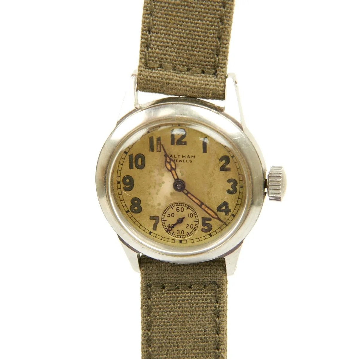 Original U.S. WWII Late War Army 17-Jewel Wrist Watch by Waltham - Fully Functional