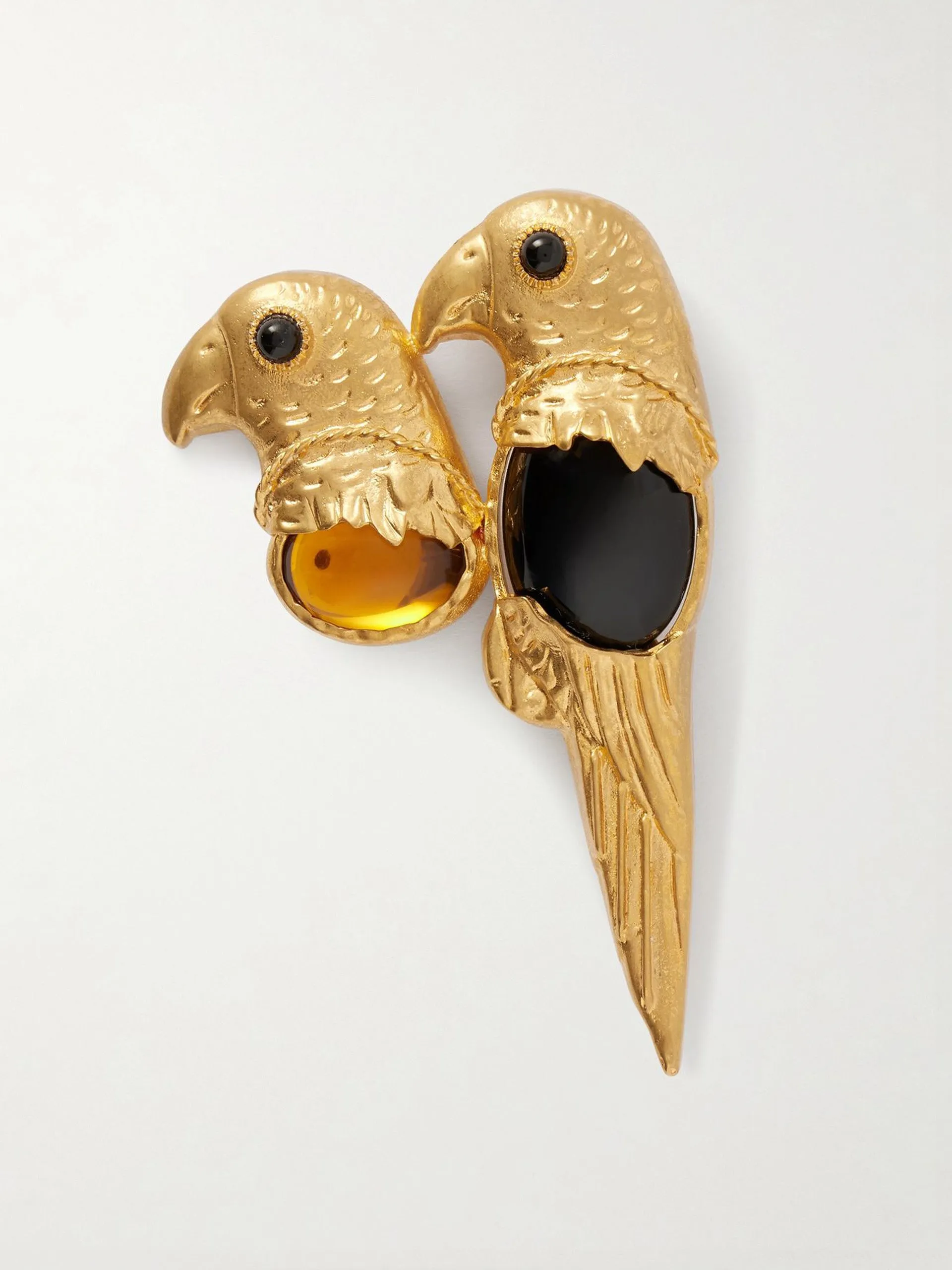 Parrot gold-plated resin brooch