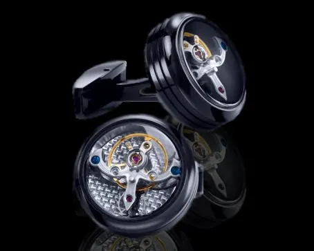 Polished black Steel Tourbillon Cufflinks