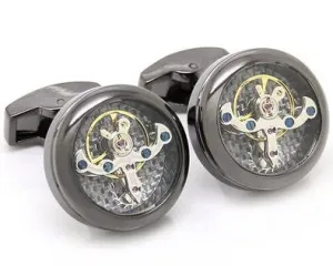 Polished black Steel Tourbillon Cufflinks