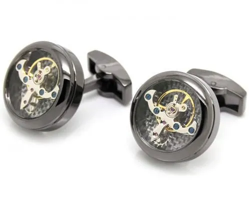 Polished black Steel Tourbillon Cufflinks