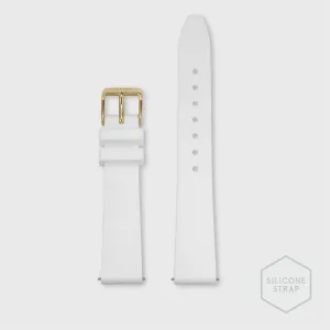 Strap 16 mm Silicone White, Gold Colour