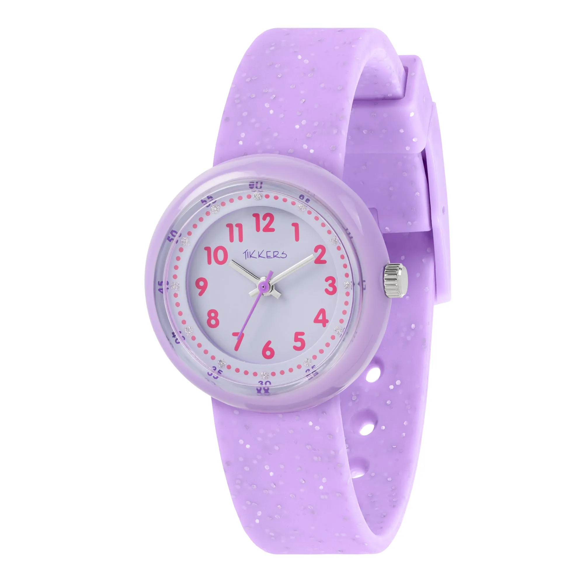 Tikkers Purple Glitter Silicone Strap Watch ATK1102