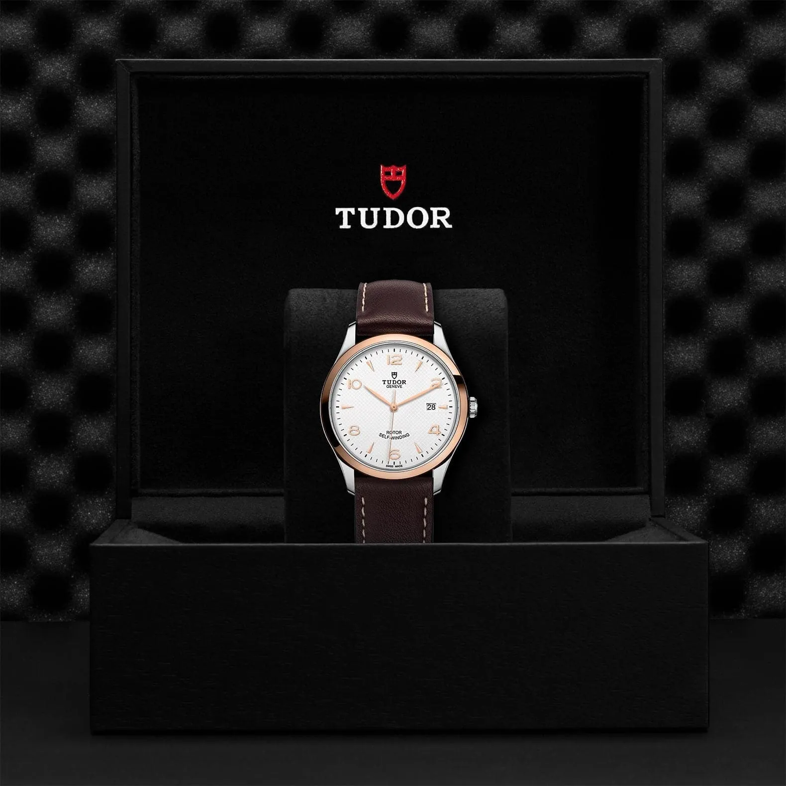 TUDOR 1926 41mm Steel/Gold White Dial Leather Watch - M91651-0010